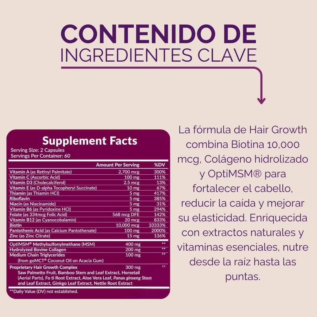 SUPLEMENTO HAIR GROWTH ADVANCED X120 CAP. (CRECIMIENTO DE CABELLO)