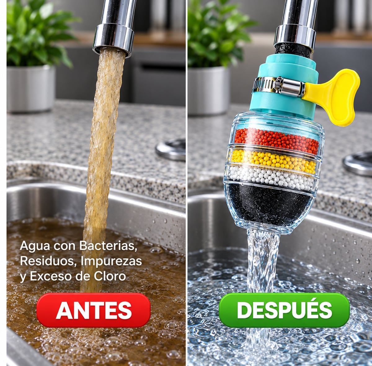 Filtro para grifo de 6 capas anti-salpicaduras