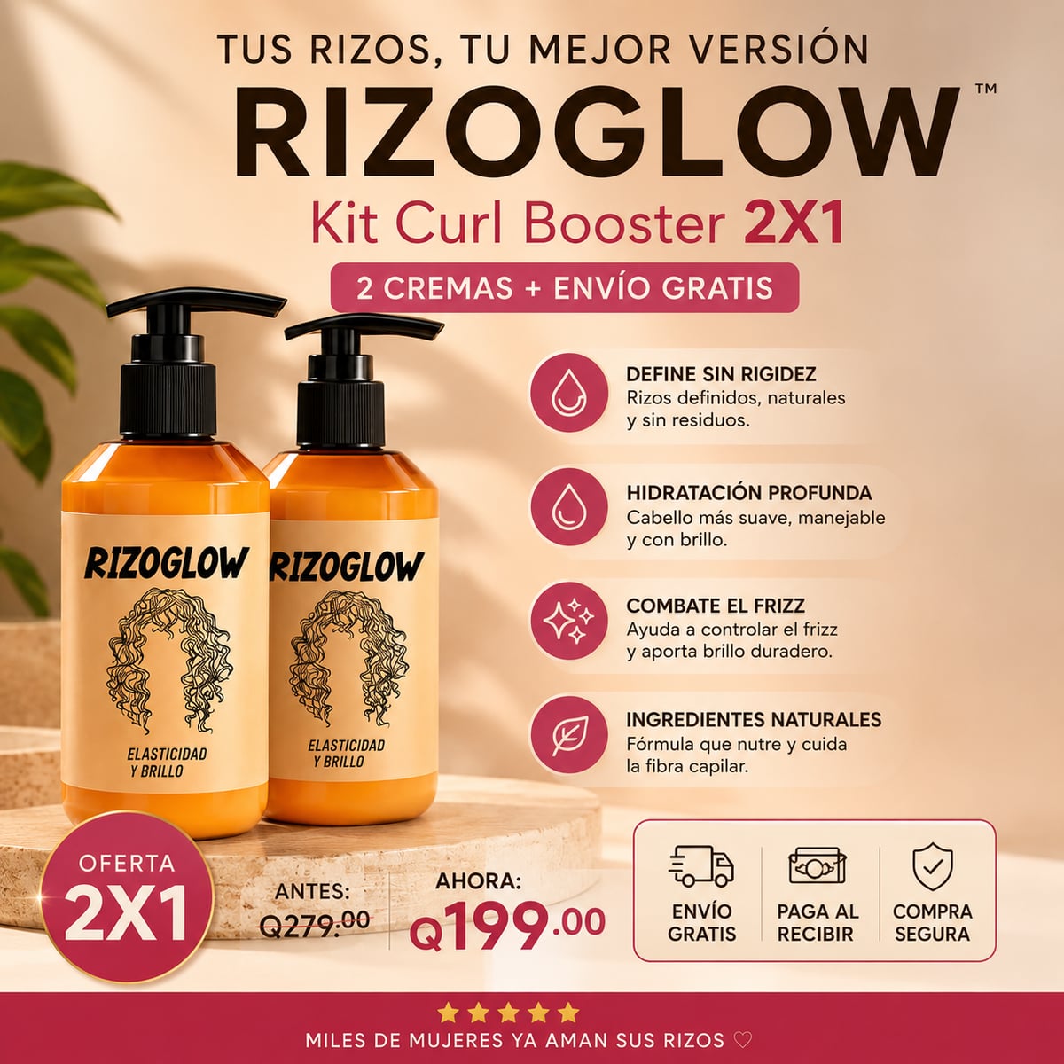 RizoGlow™ - Recupera la definición de tus rizos sin pasar horas arreglándolos- OFERTA 2X1 + Envío gratis