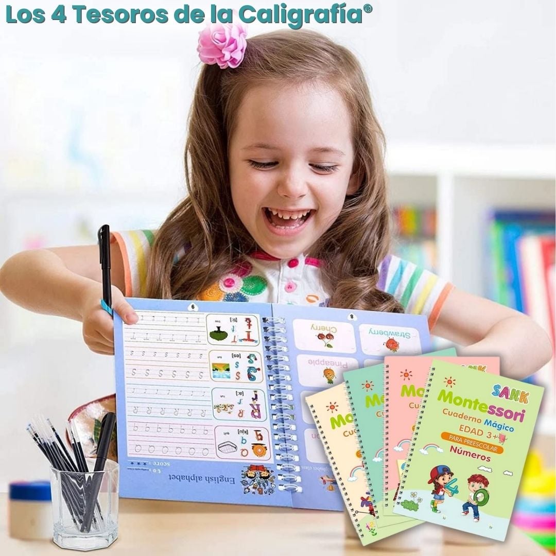 Set de 4 Cuadernos Mágicos Reutilizables: Caligrafía, Matemáticas y + ENVIO GRATIS