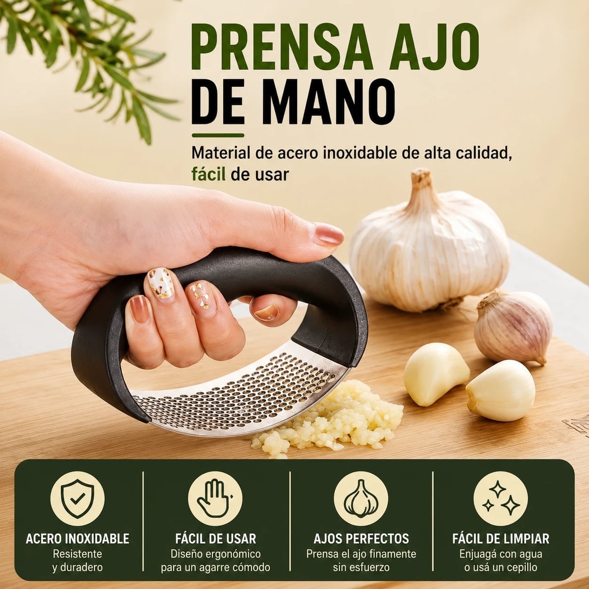 Triturador manual de Ajo-Facil, Rapido y Practico