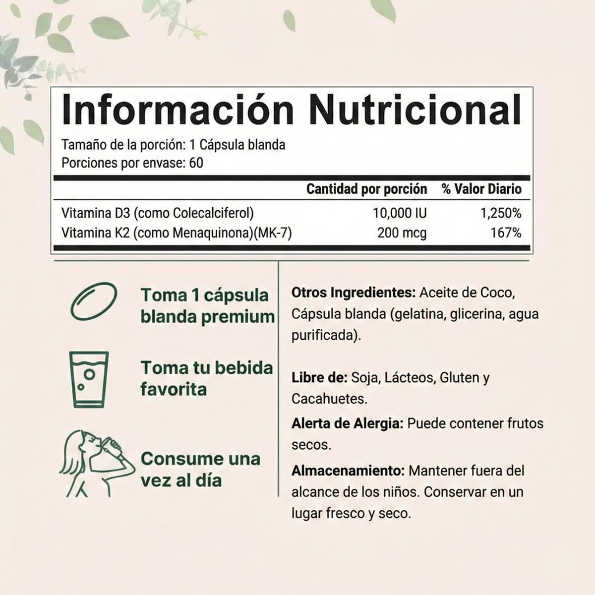MicroIngredients® Vitamina D3+K2 Complex | Revitaliza tu Cuerpo  90 cápsulas blandas