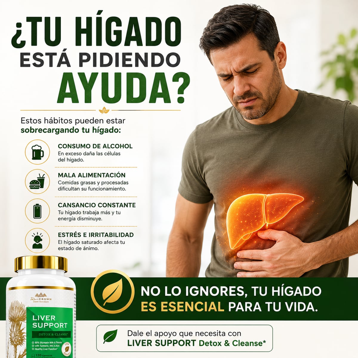LIVER SUPPORT~ Suplemento de cardo mariano para limpieza hepática, desintoxicación y reparación