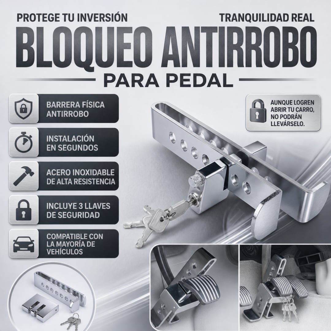 🔒 TitanBlock™ - Traba pedal para auto 3 LLAVES + CANDADO