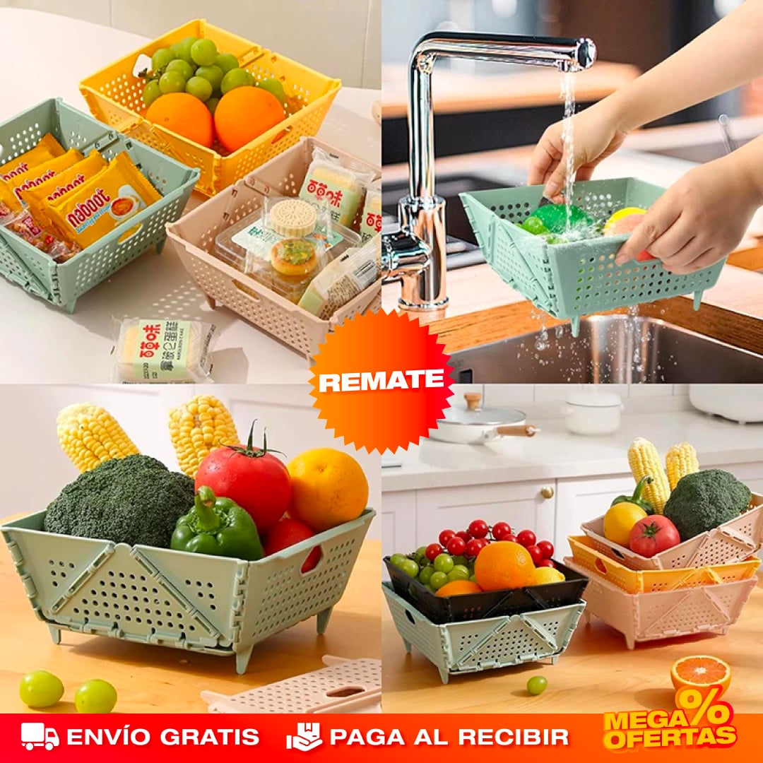 PROMO 2X1 CESTA COLADOR PLEGABLE MULTIUSOS