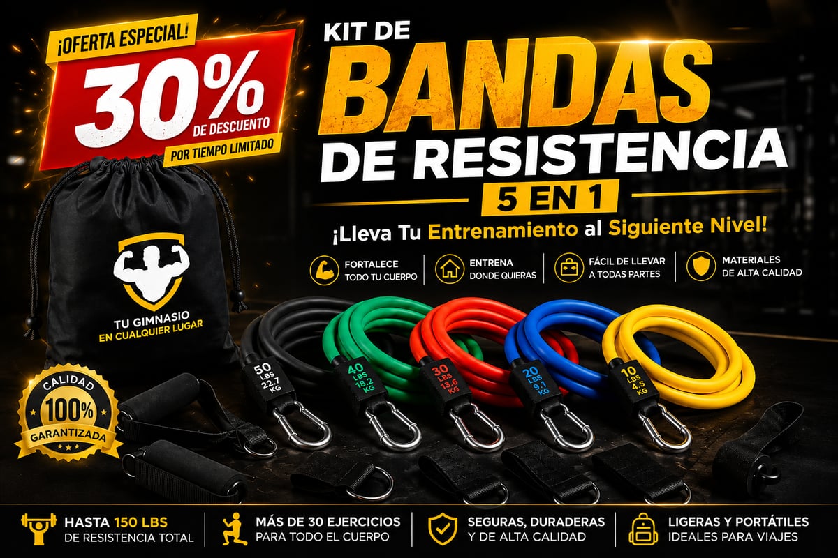 Kit de Bandas de Resistencia 5 en 1 - ¡Lleva Tu Entrenamiento al Siguiente Nivel!