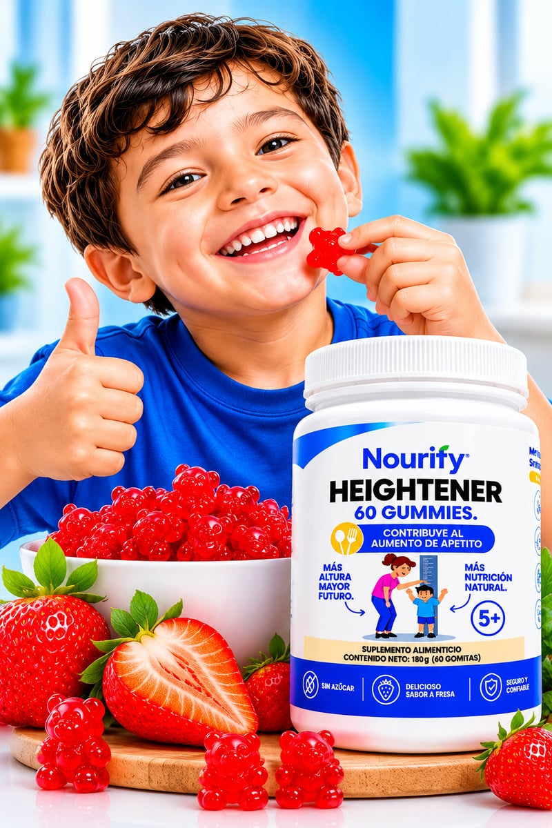 🍓 NOURIFY HEIGHTENER: ¡Nutrición Deliciosa En Gomitas Para Tus Pequeños! 💙  