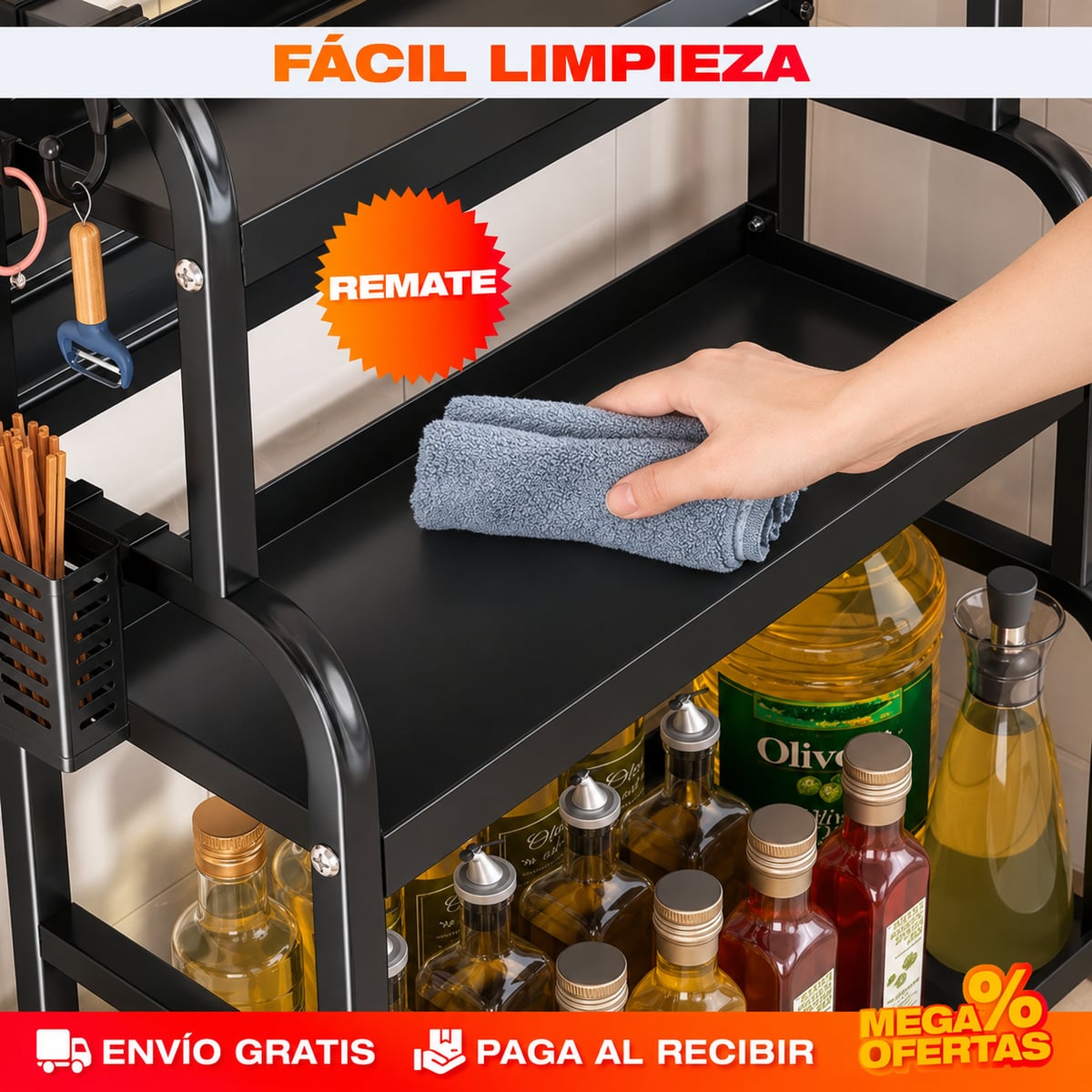 ORGANIZADOR MULTIFUNCIONAL DE COCINA 3 NIVELES
