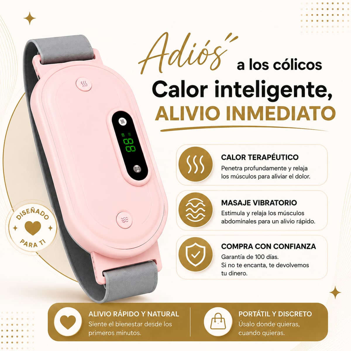 Cinturón Térmico Menstrual | Calor y Masaje para Aliviar Cólicos