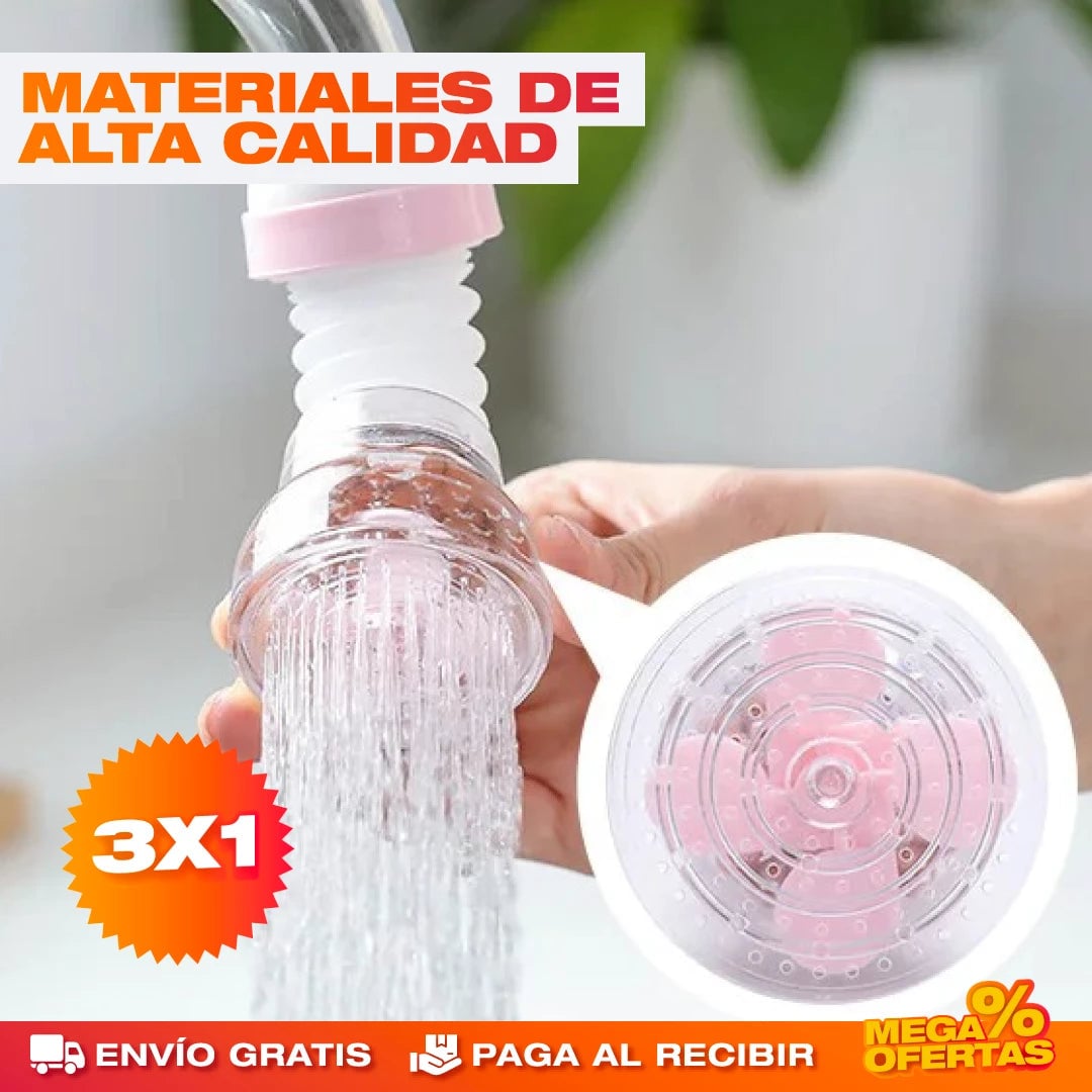 Filtro Giratorio y Purificador de Agua – Agua Más Limpia Directo del Grifo · 3x1