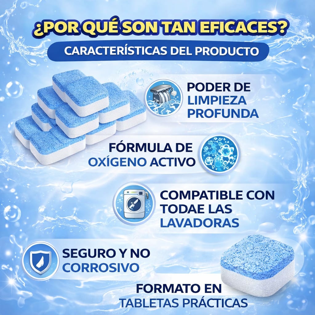 ULTIMAS UNIDADES - LimpioMax 12Tabletas Limpiadoras de Lavadora + ENVÍO GRATIS