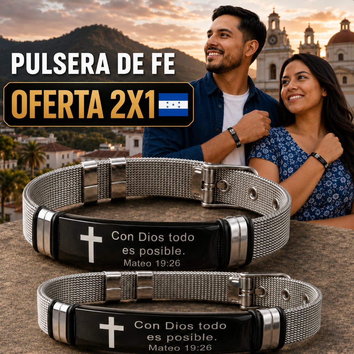 PROMOCION 2X1 🙏Mateo 19:26 ❤️ Pulsera de FE 🙏