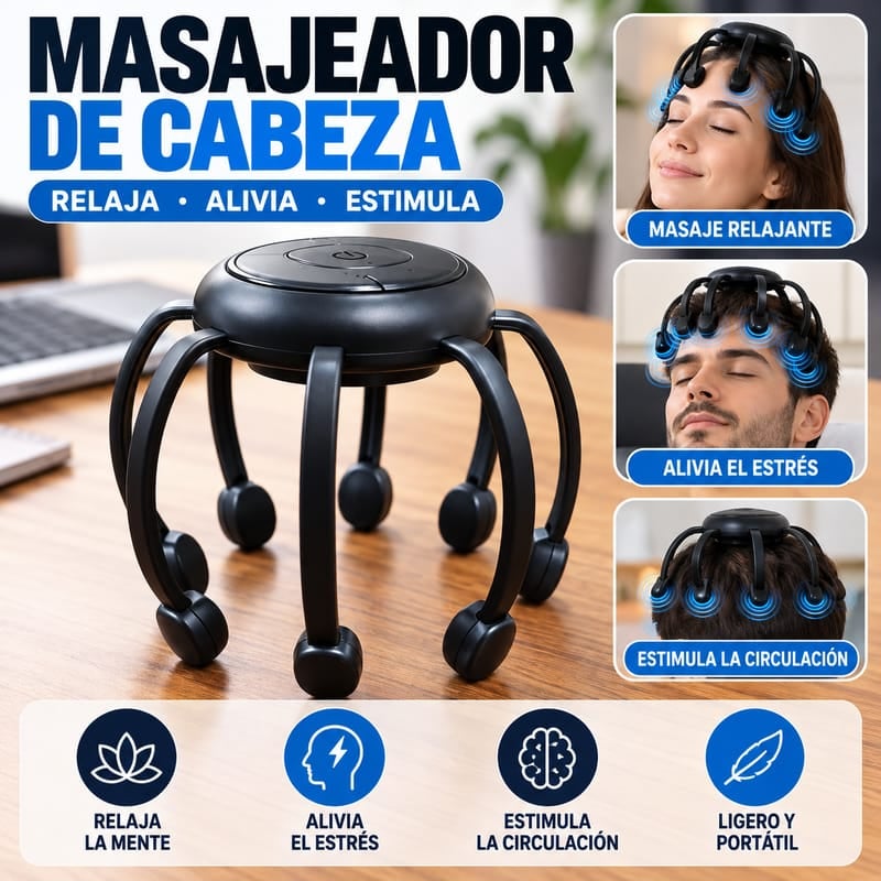 Masajeador Capilar Inalámbrico con 8 Puntos de Masaje