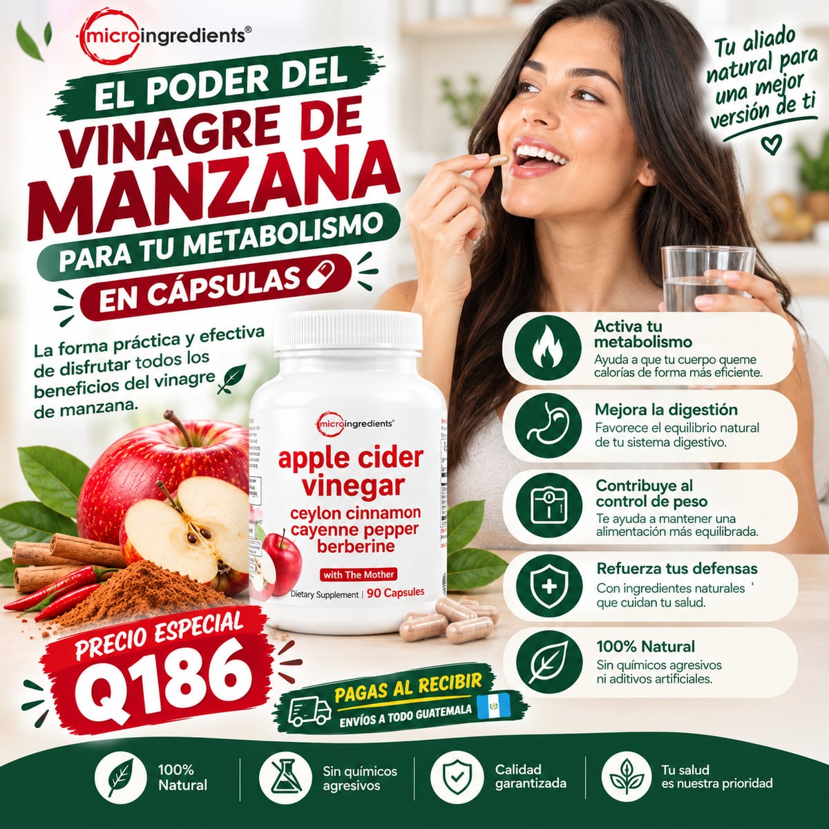 VINAGRE DE MANZANA 90 CAPS