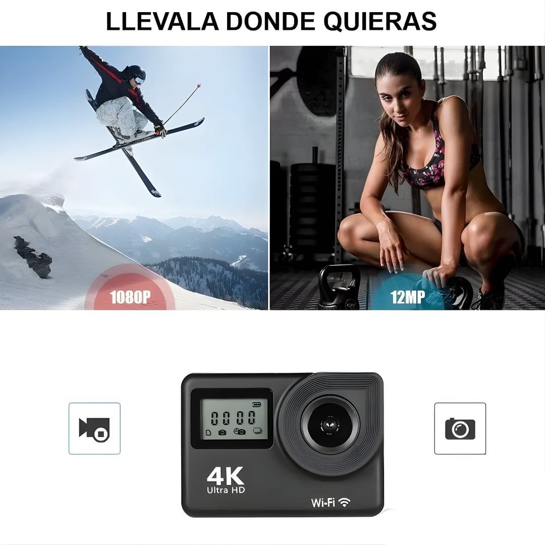 CÁMARA DE ACCIÓN DEPORTIVA – Aventuras en 4K, resistencia extrema y memoria visual para cada momento épico + ENVIO GRATIS 🎁