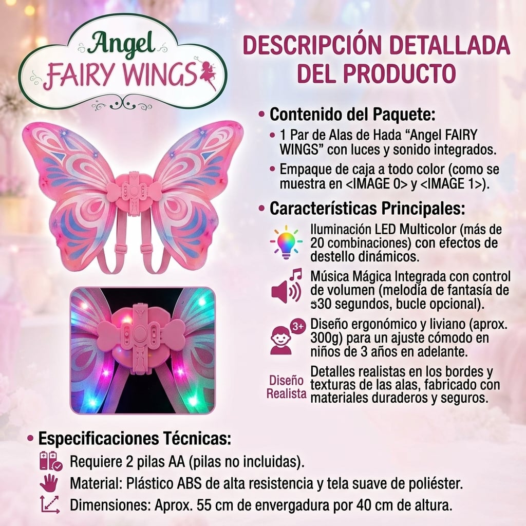 Alas Mágicas de Hada con Luces y Música