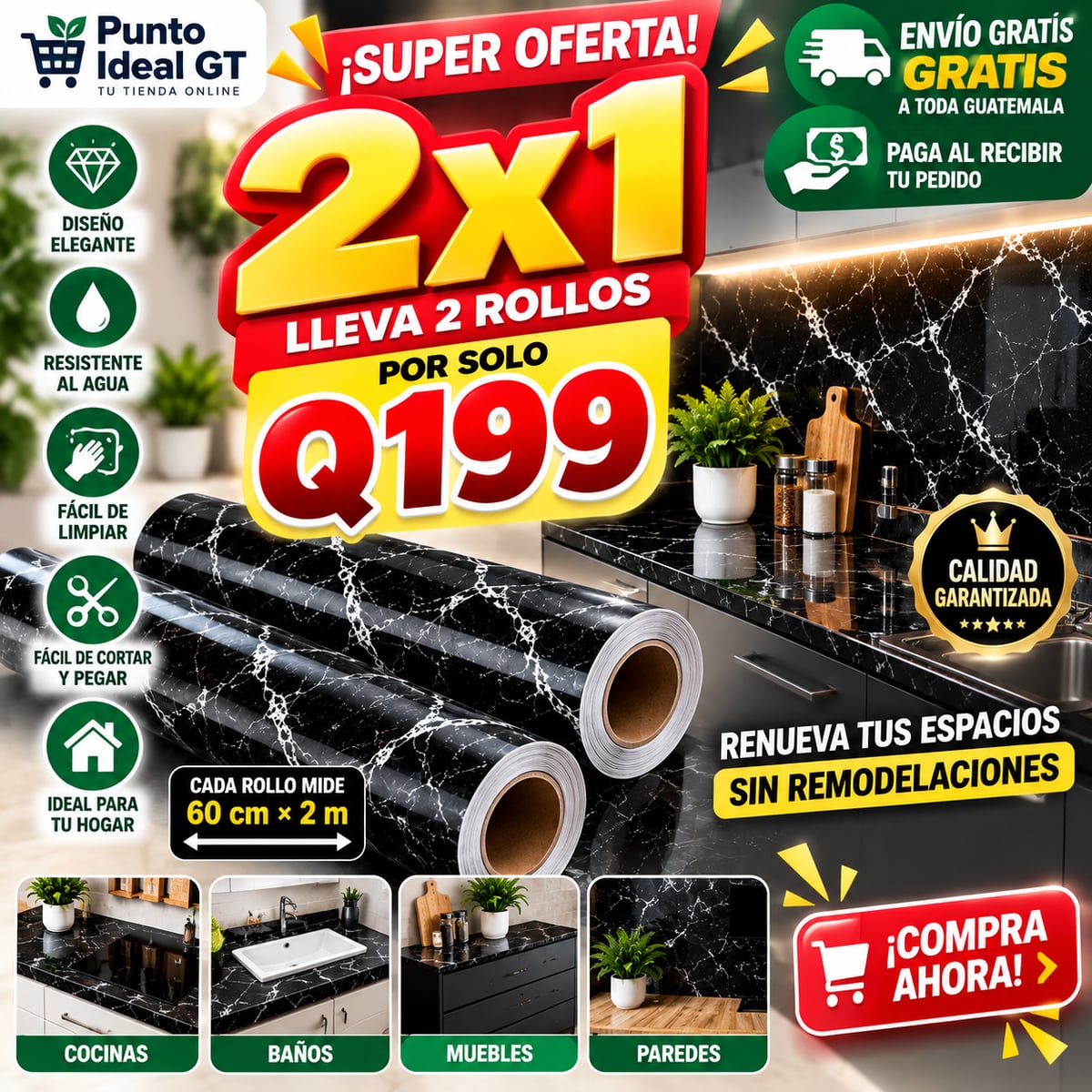 ✨ Renueva cocina, baño y muebles fácil y rápido | 🚚 Envío GRATIS | 💵 Paga al recibir