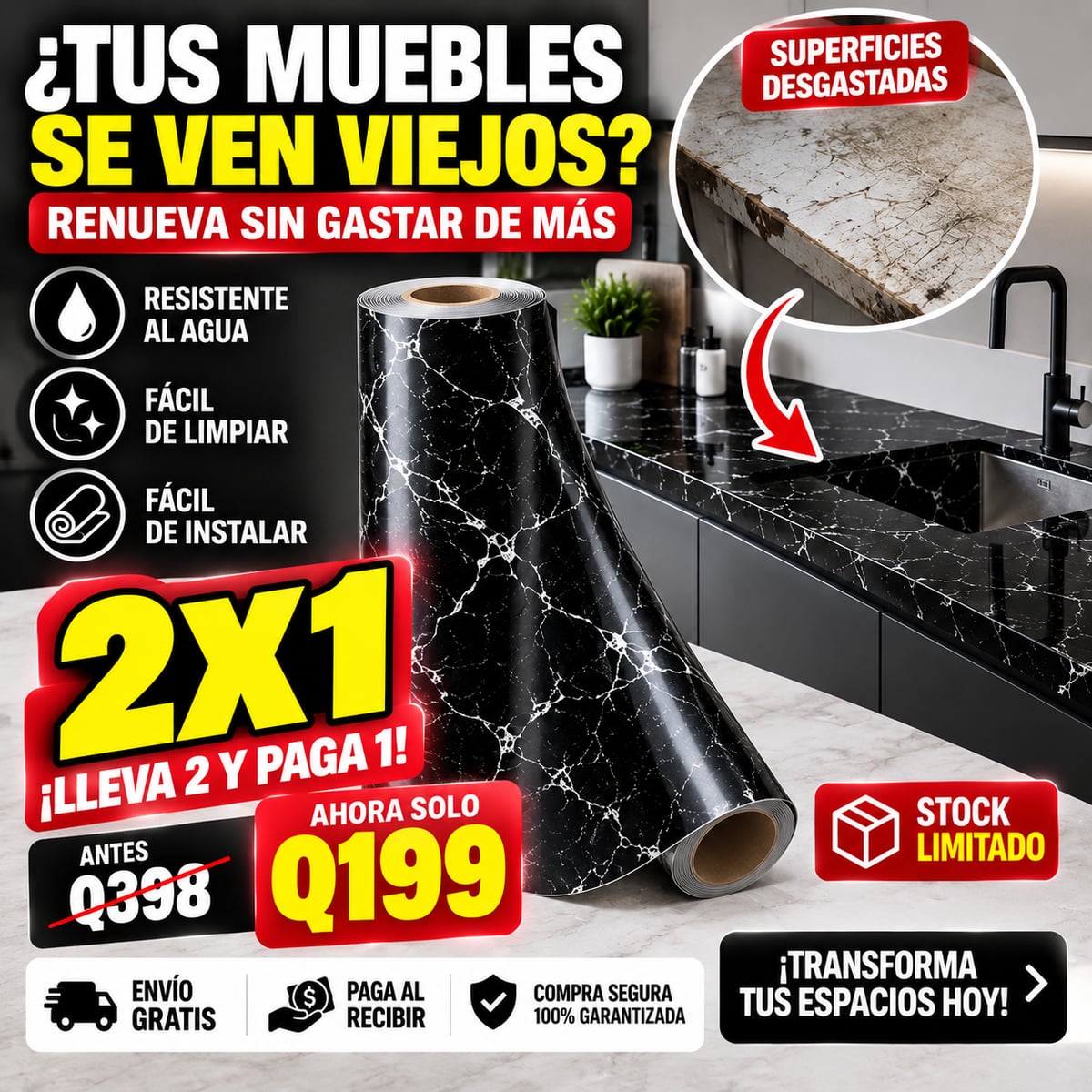 ✨ Renueva cocina, baño y muebles fácil y rápido | 🚚 Envío GRATIS | 💵 Paga al recibir
