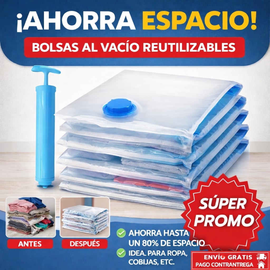 BOLSAS SELLADORAS AL VACIO PARA ROPA + INFLADOR
