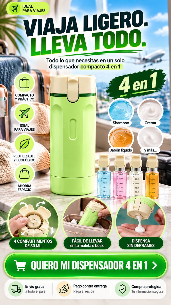 Dispensador 4 en 1 Portatil de Viaje