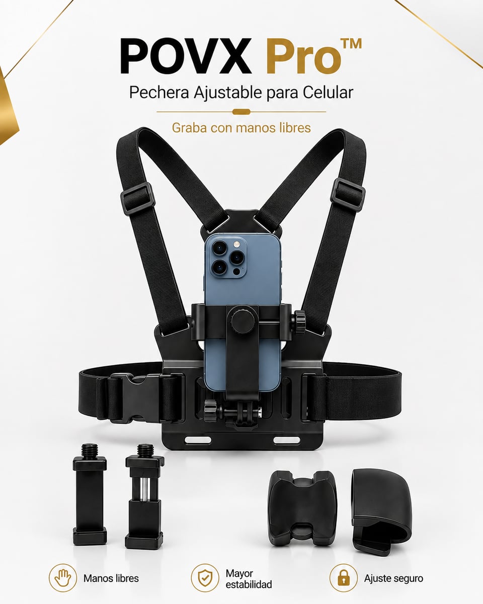 🎥 ¡Graba tus aventuras con las manos libres! POVX Pro™ mantiene tu celular firme y estable mientras tú disfrutas la acción
