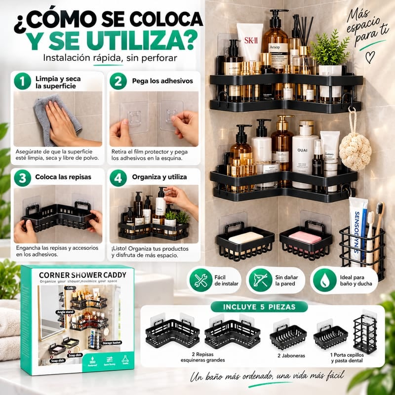 Organizador de Ducha Esquinero 5 en 1
