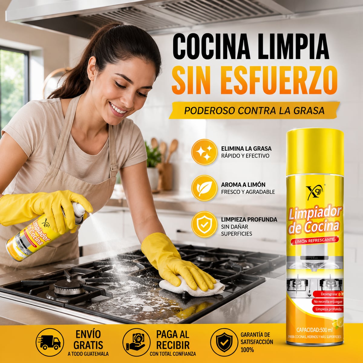2x1 🔥 Limpiador Desengrasante de Cocina en Spray 500 ml | Elimina la Grasa Difícil al Instante + ENVIO GRATIS 🎁