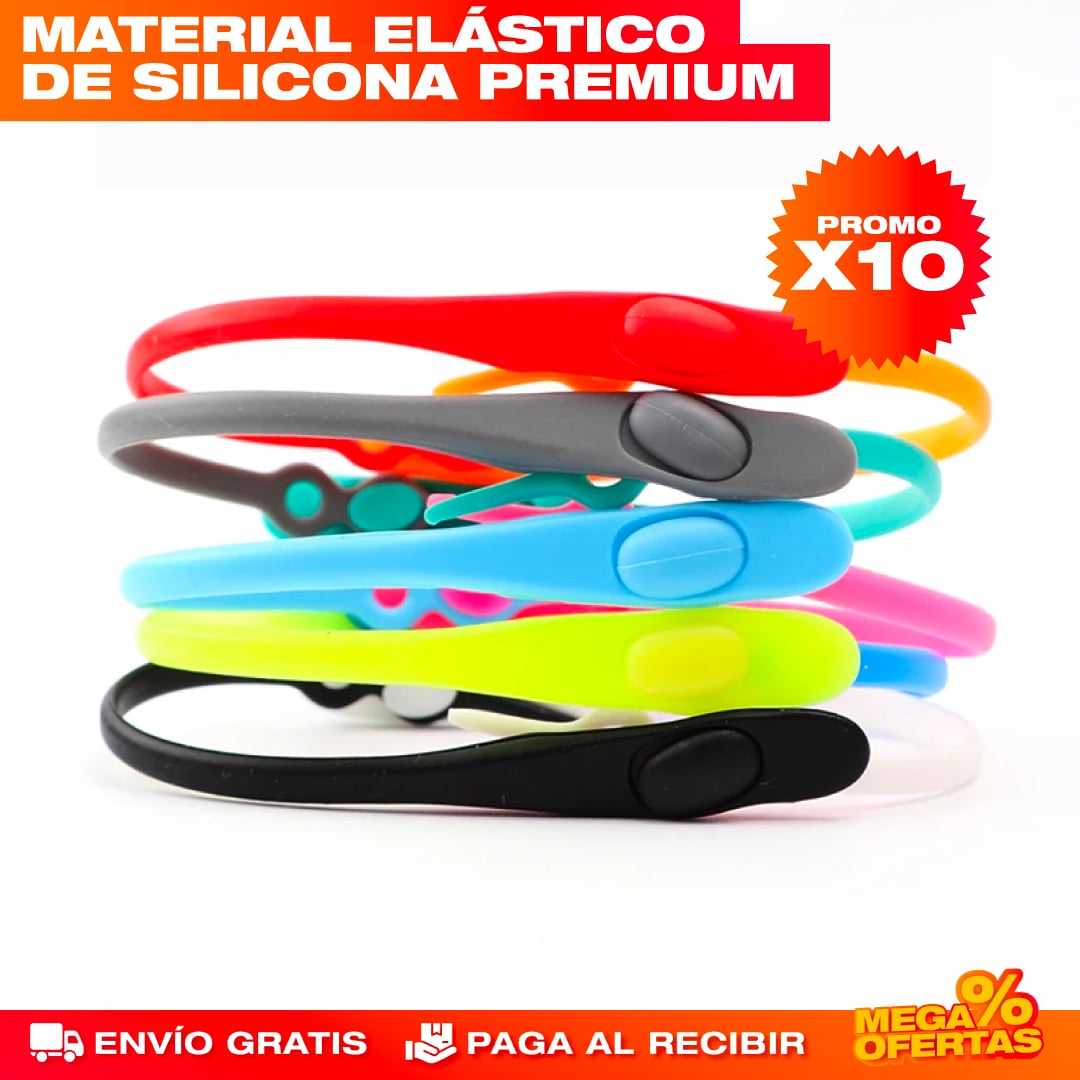 PROMO X10 CORDONES ELÁSTICOS DE SILICONA