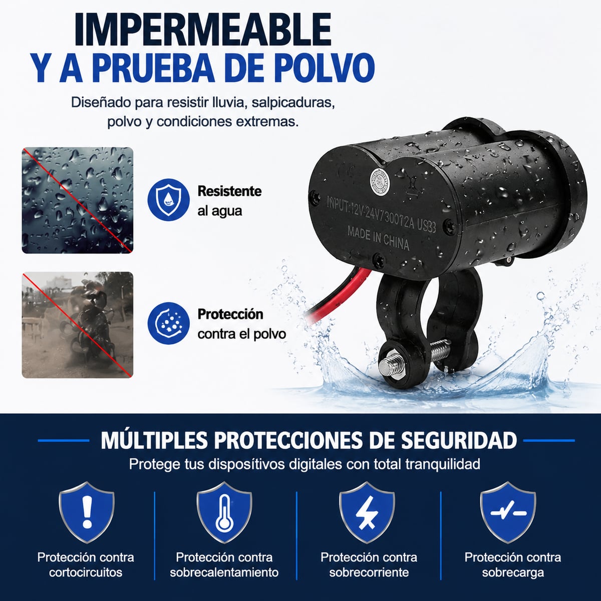 MotoCharge Pro – Cargador USB para Moto con Interruptor ON/OFF