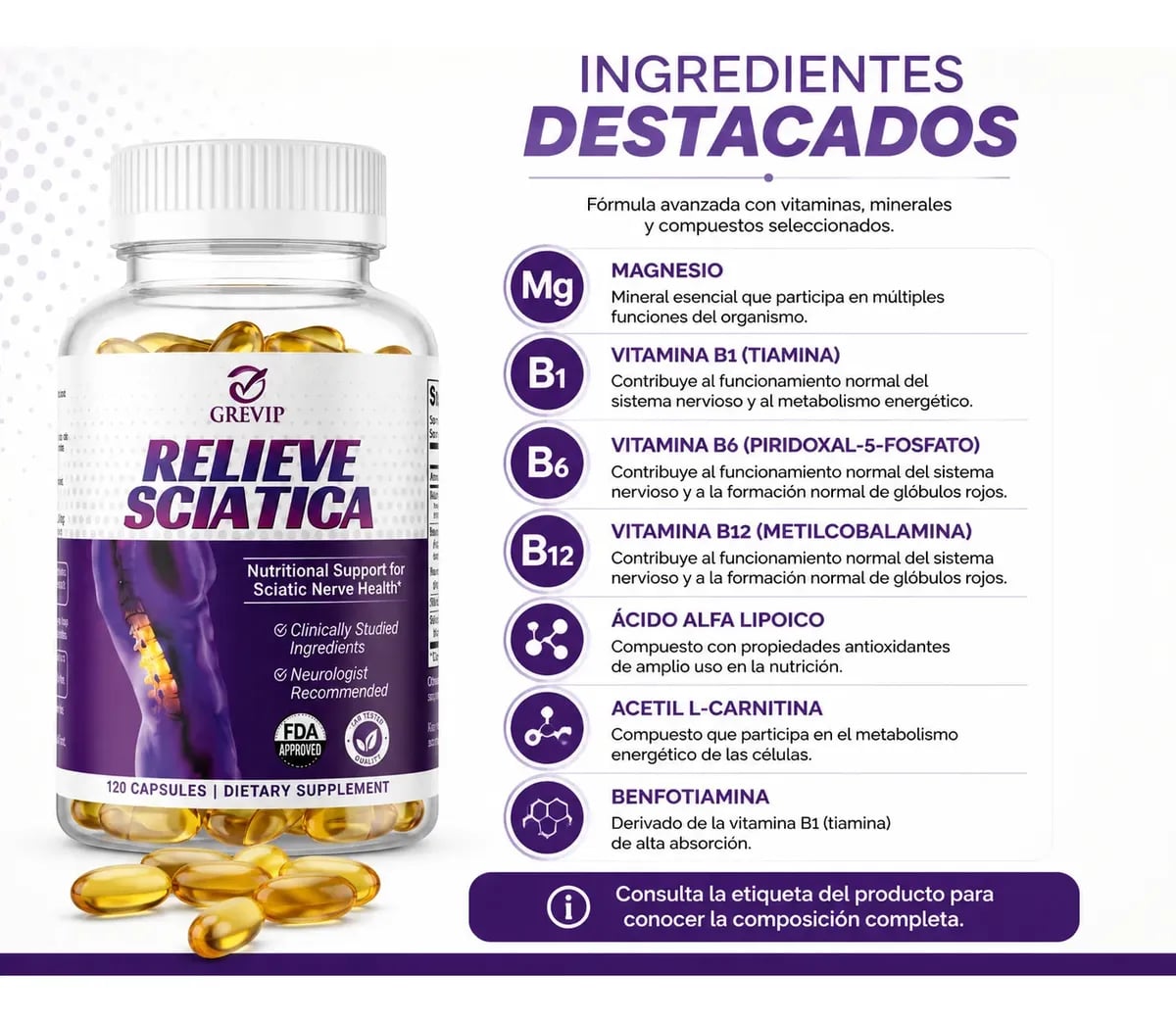 RECUPERA TU MOVILIDAD Y TU FUERZA - CÁPSULAS RELIEVE SCIATICA (60 Cápsulas) + ENVÍO GRATIS