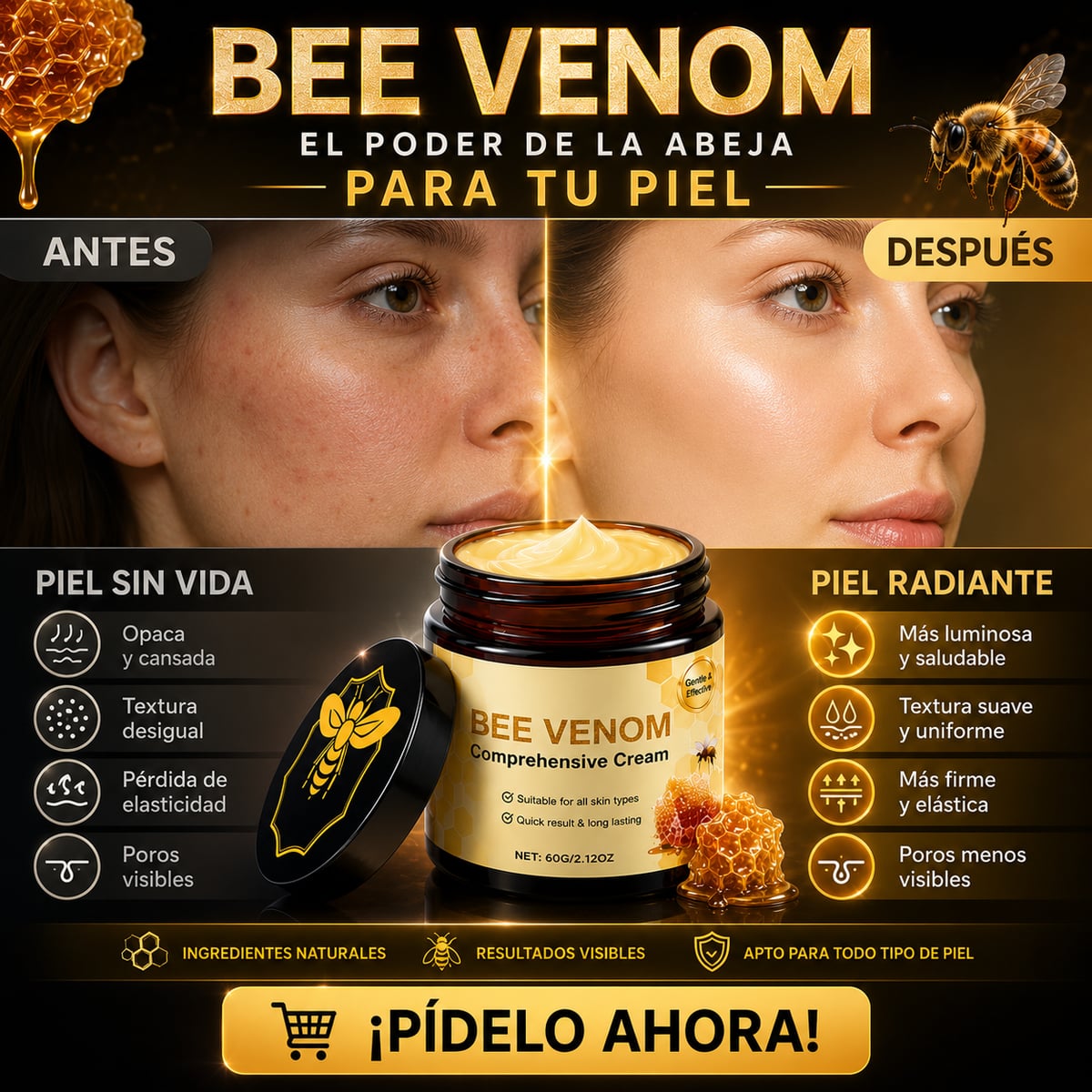 Crema premium reafirmante y rejuvenecedora con veneno de abeja - Bee Venom