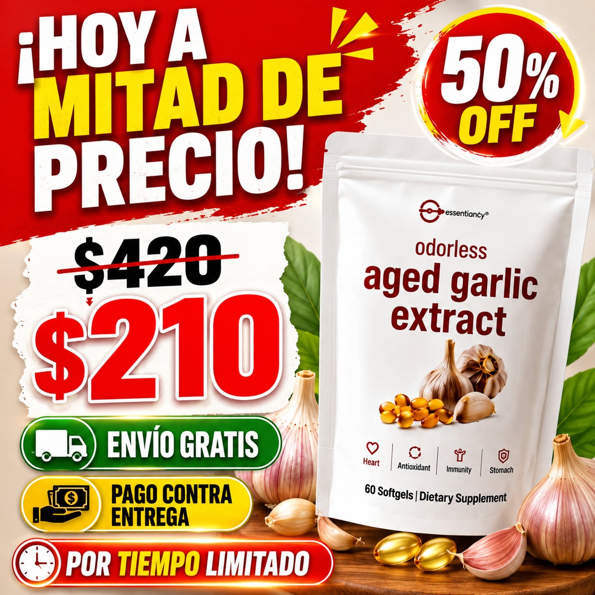 🌿 Ajo Envejecido: bienestar natural para cada día — ¡Envío GRATIS! 🚚✨