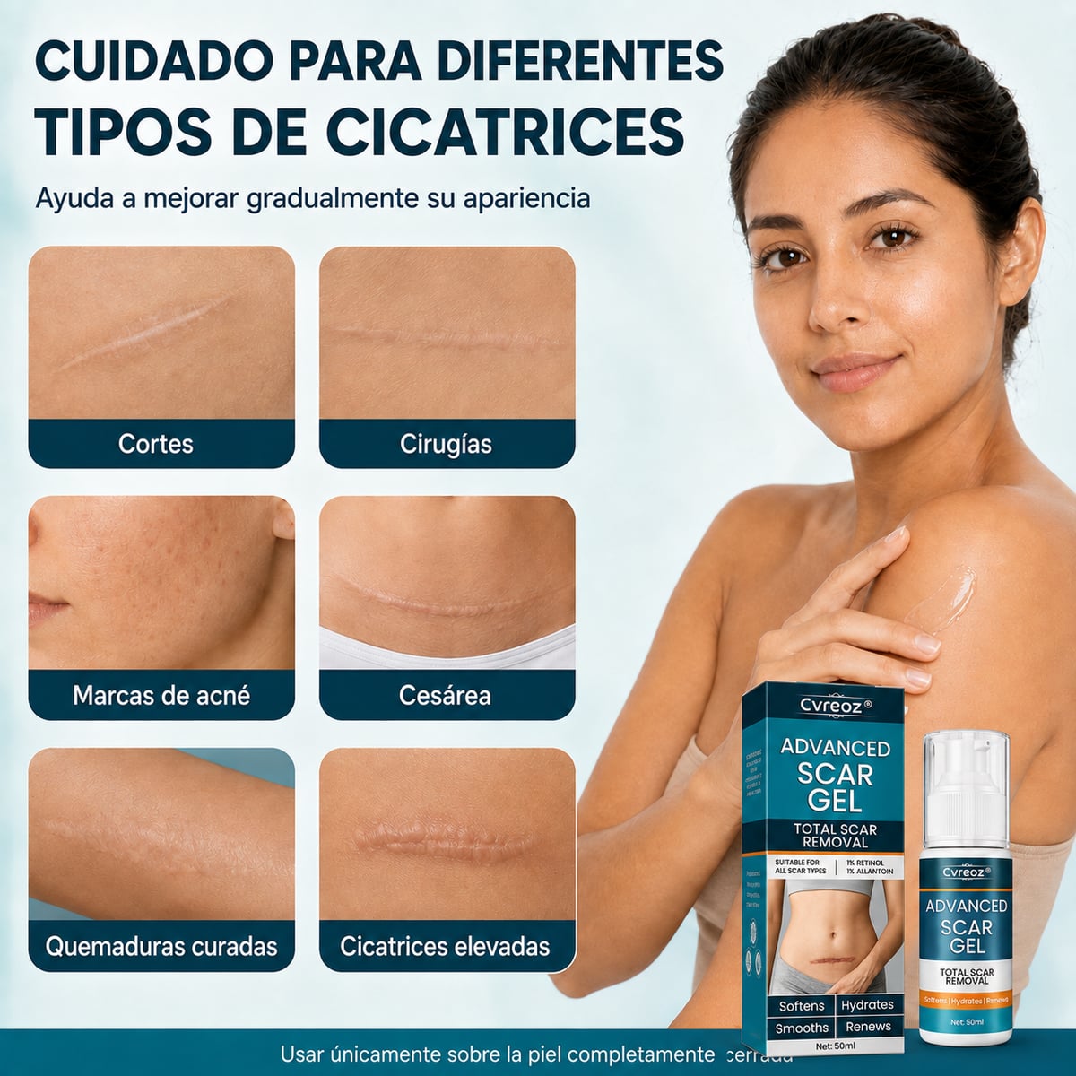💙 Cvreoz® Advanced Scar Gel ✨ | Gel de Silicona para Cicatrices