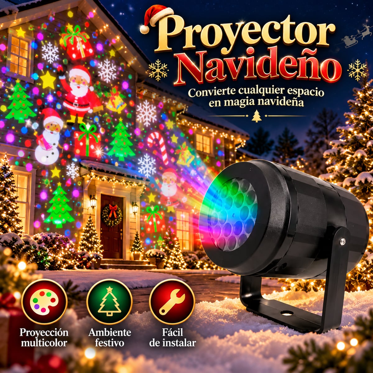 Proyector Navideño Led ⏰ ¡NO LO DEJES PARA ÚLTIMA HORA! APARTA EL TUYO. 🎄