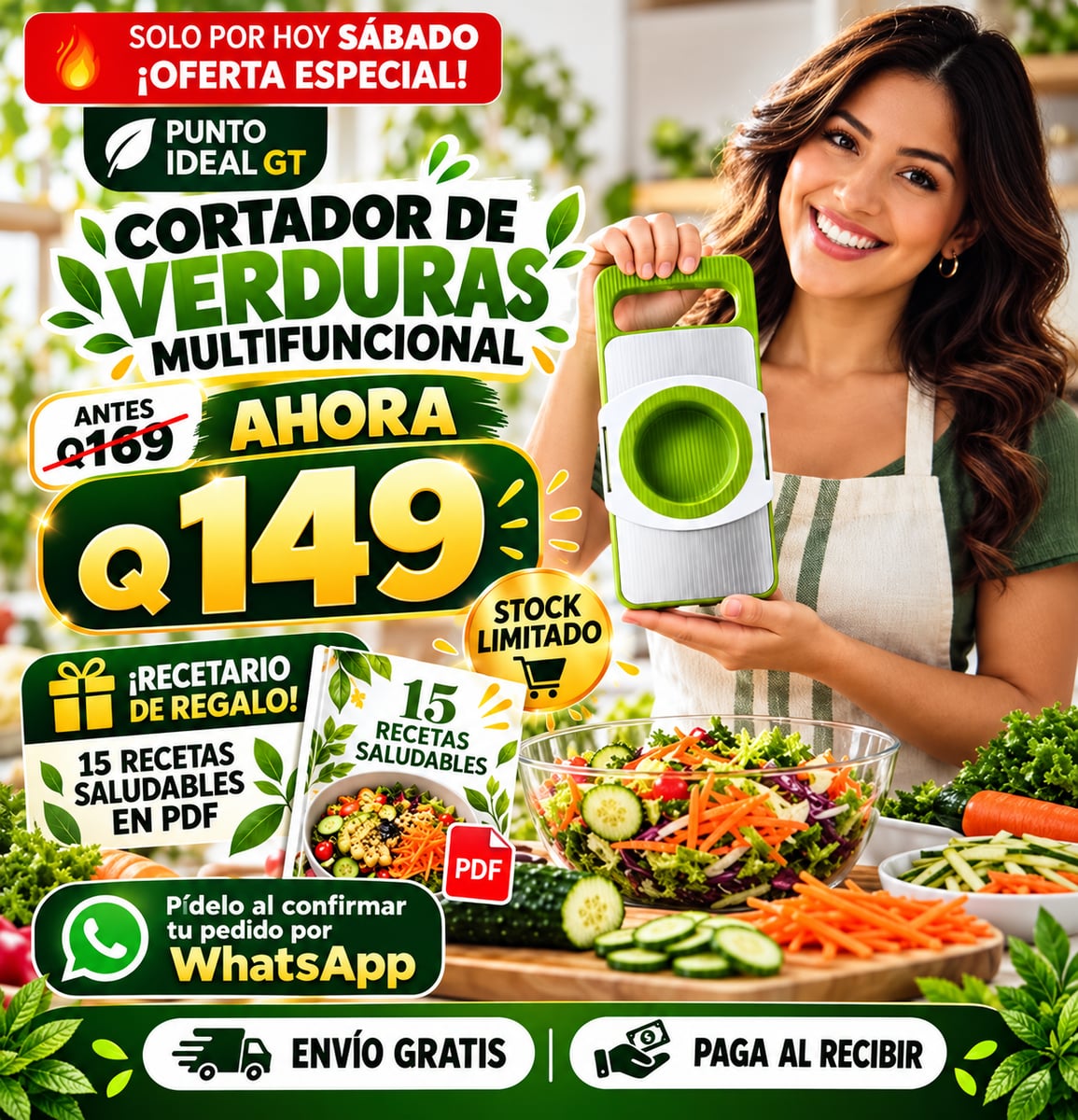 🥒 Cortador de Verduras Multifuncional: ¡Rebana, ralla y prepara tus comidas con menos esfuerzo!+ENVIO GRATIS