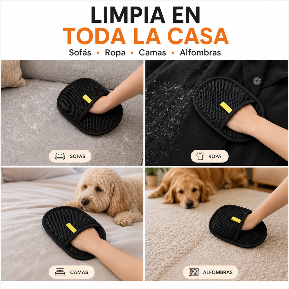 Manopla Quita Pelos para Mascotas – Reutilizable