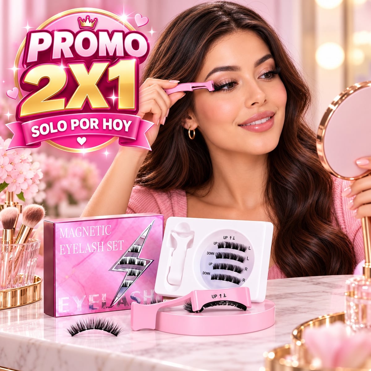 🔥😍 ¡PROMO 2X1 POR SOLO 219! RECIBE 2 PACKS DE PESTAÑAS MAGNÉTICAS 🧲✨ REALZA TU MIRADA CON UN ACABADO NATURAL, FÁCIL COLOCACIÓN Y SIN PEGAMENTO TRADICIONAL 👁️💖