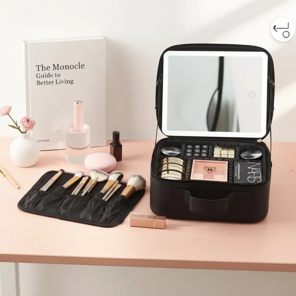 LumiCase Pro™ | Organizador Premium de Maquillaje con Espejo LED Recargable