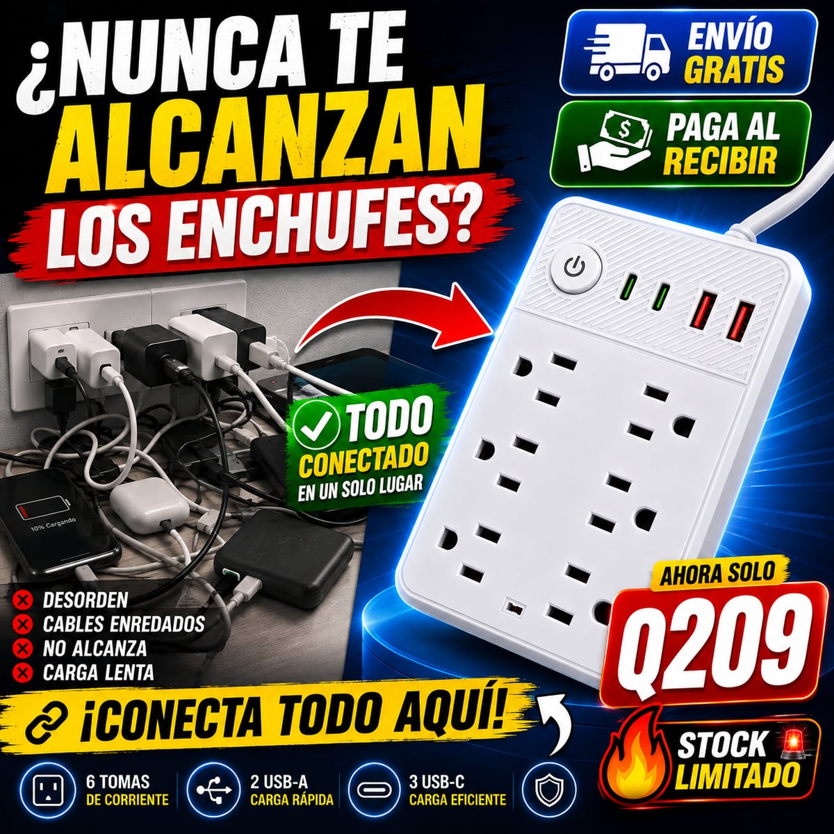 ⚡ ¡MÁS CONEXIONES, MÁS CERCA DE TI! 🔌 🚚 Envió gratis/ Paga al Recibir