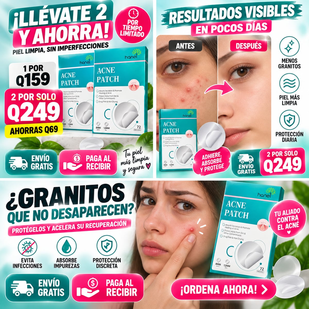 ACNE PATCH Parches para Imperfecciones Hanel – 72 Unidades | 2 Tamaños