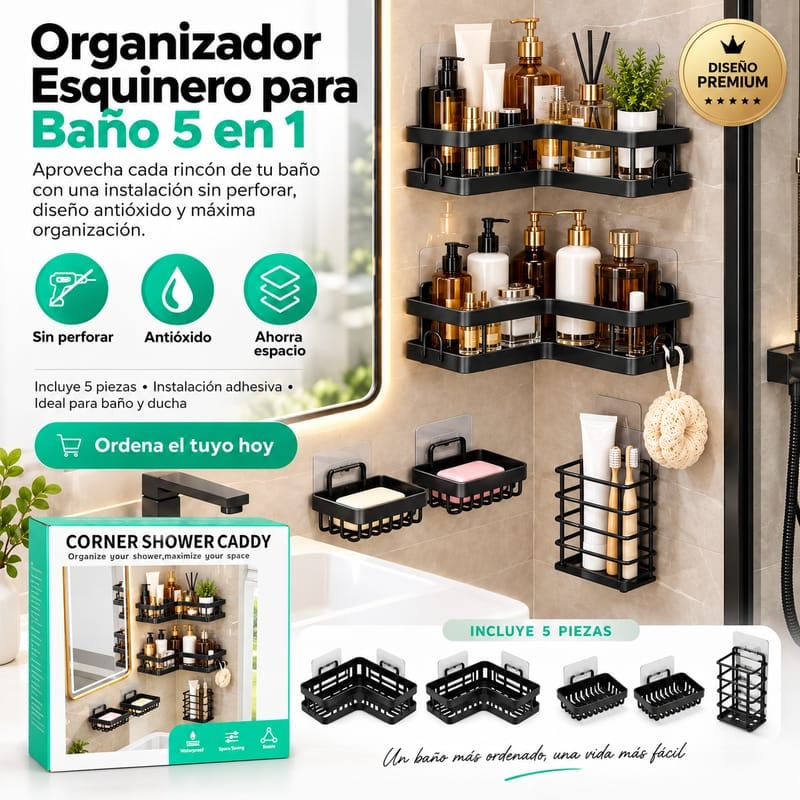 Organizador de Ducha Esquinero 5 en 1