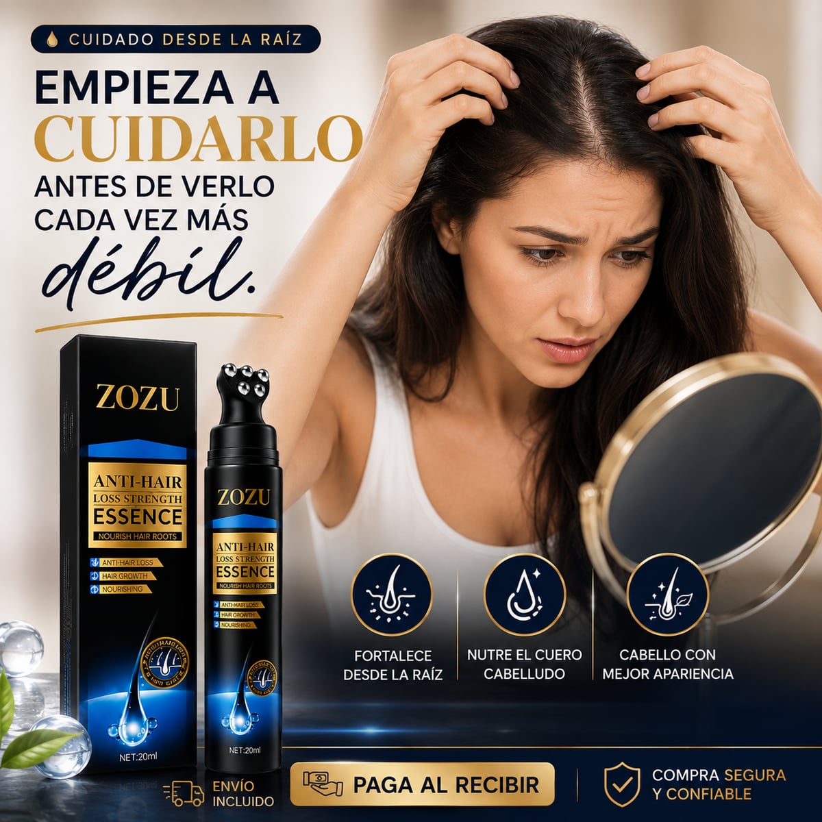 ZOZU™ Esencia Capilar con Aplicador Masajeador – 20 ml.