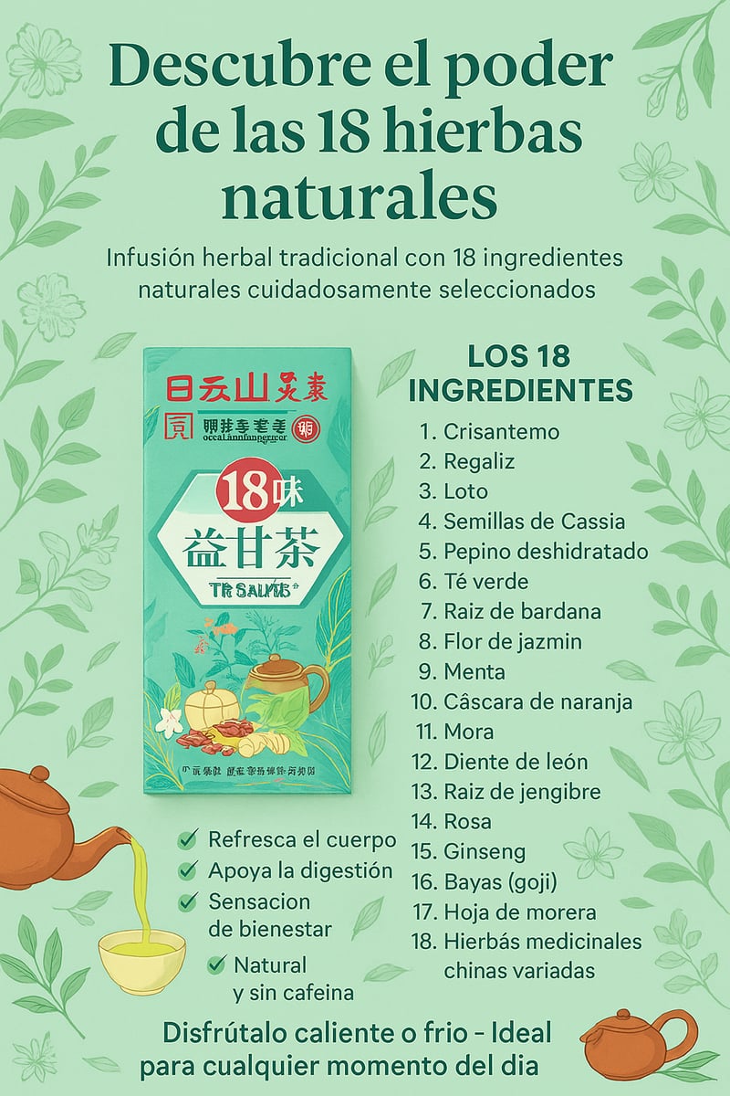 Té de hierbas chino para el cuidado del hígado "18 Flavors Liver Care Tea" 