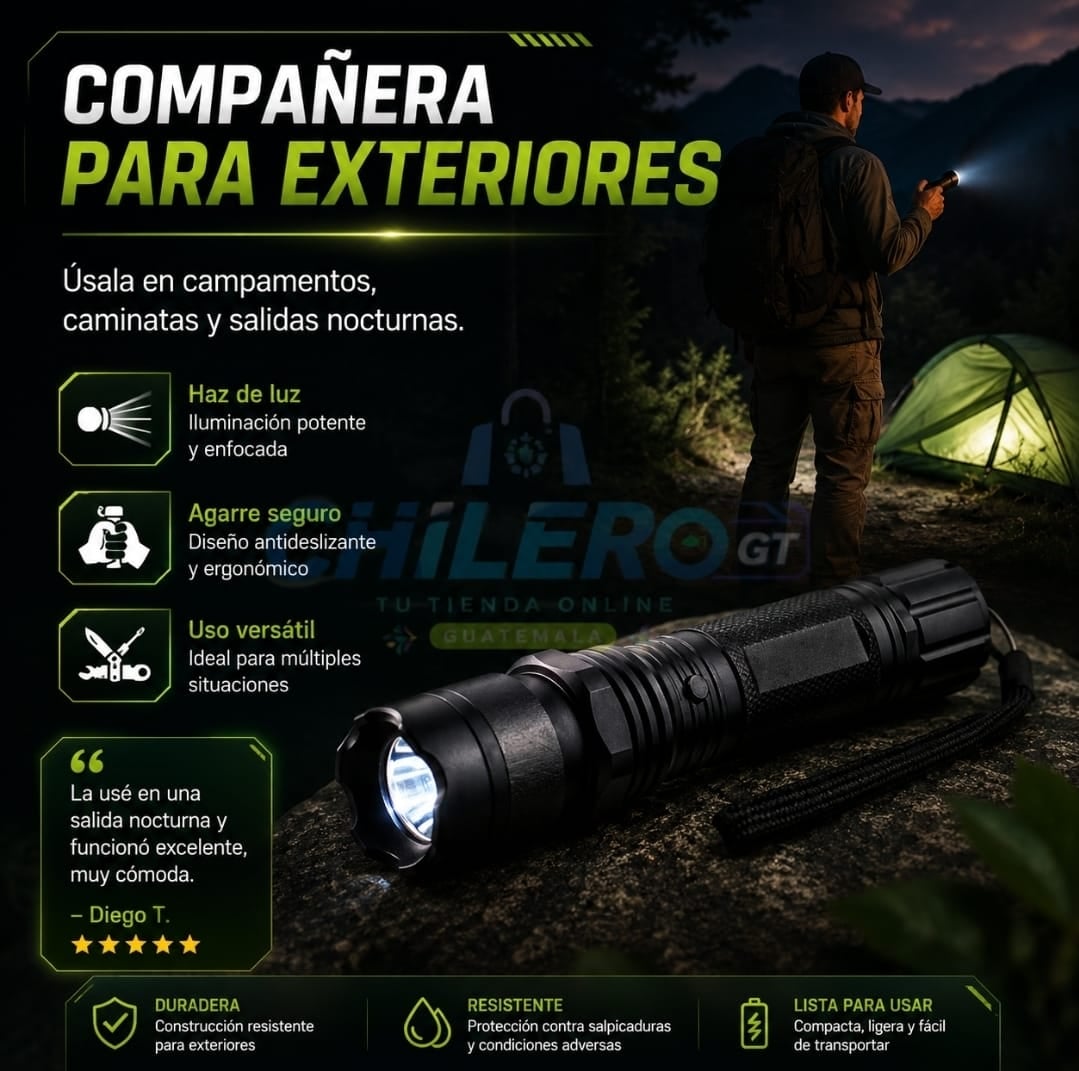 Linterna de Defensa Personal 3 en 1 – Seguridad y Protección Portátil