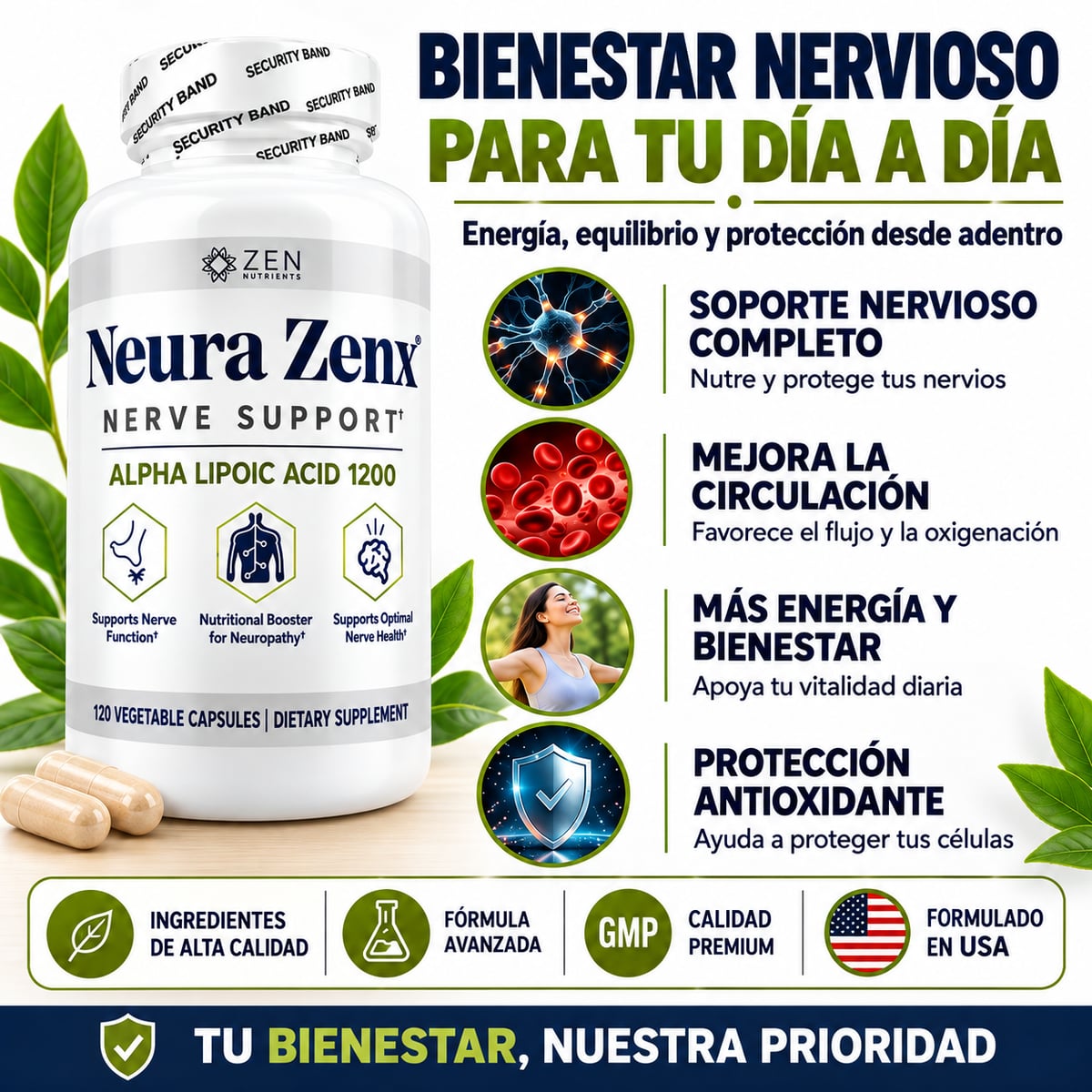 Suplemento para Neuropatía 20 en 1 Alivio Nervioso y Circulatorio