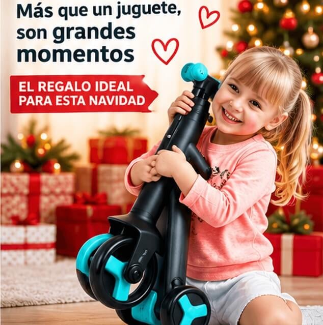 Scooter Infantil 3 en 1 🎁 con Diseño Convertible | ¡Tres Formas de Jugar!