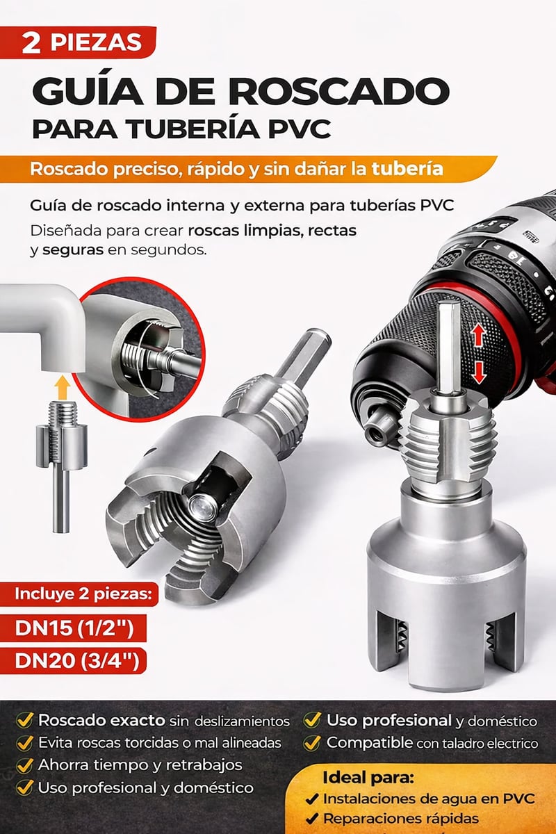 ROSCADO PERFECTO PVC/PPR —PACK de 2 Roscas (½ y ¾)