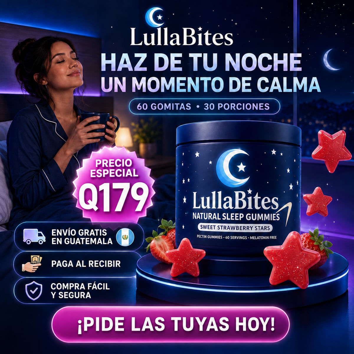 LullaBites™ – Gomitas Sin Melatonina Para Dormir Profundo y Despertar Despejado
