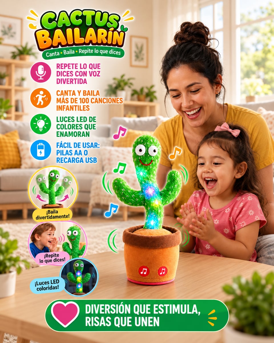 🌵🎶 Un Cactus Interactivo para Cantar, Bailar y Jugar❤️ ¡REGÁLALE A TU HIJO MOMENTOS QUE NUNCA OLVIDARÁ! 🌵 Un Amiguito que Repite su Voz y lo Hace Reír. ENVIO GRATIS