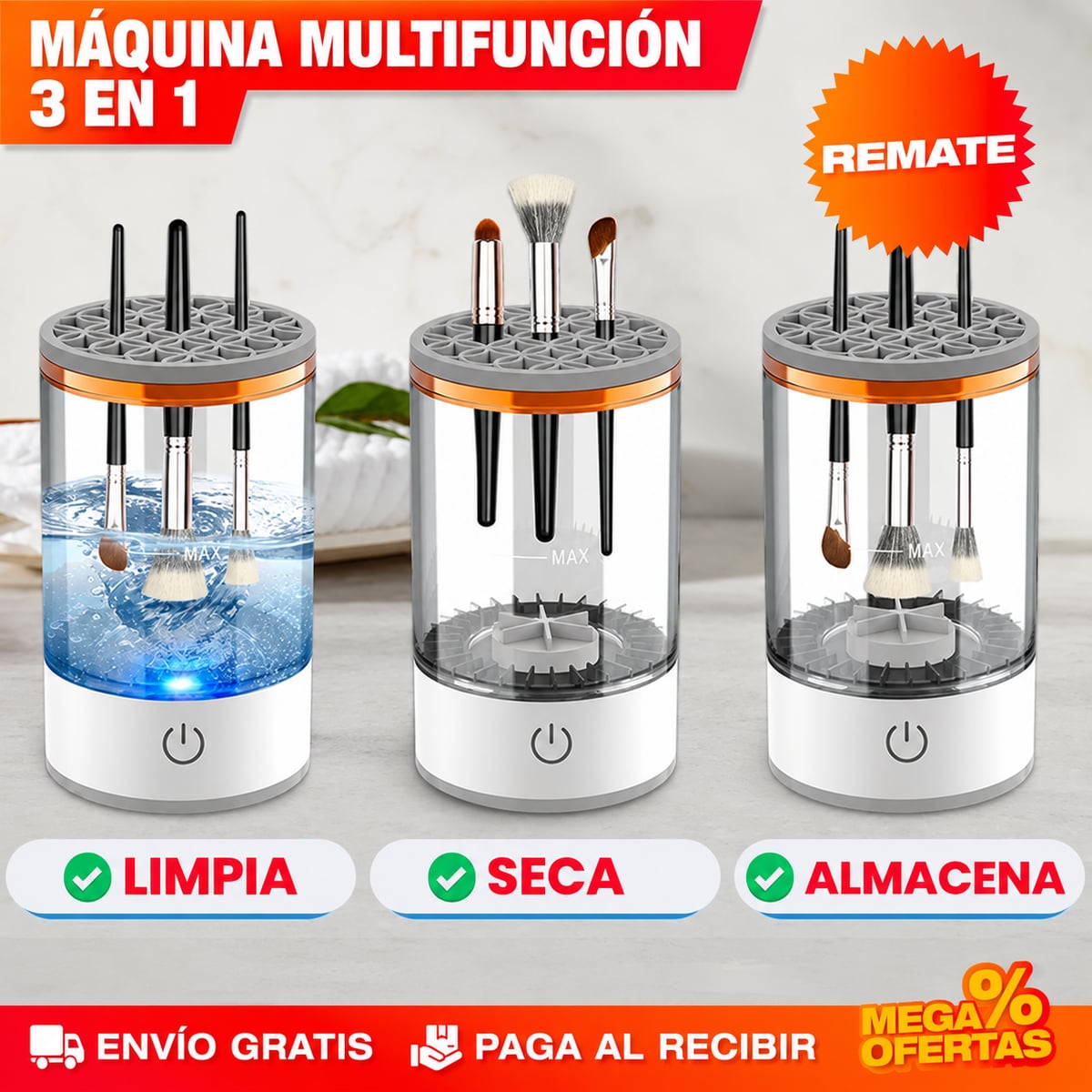 LIMPIADOR DE BROCHAS DE MAQUILLAJE AUTOMÁTICO